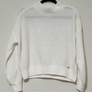 Hollister Women's Cropped Sweater Size‎ M White Cropped Bohemian Relaxed